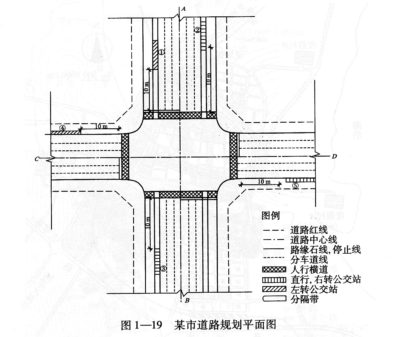 试指出该交叉口规划平面布置存在的问题